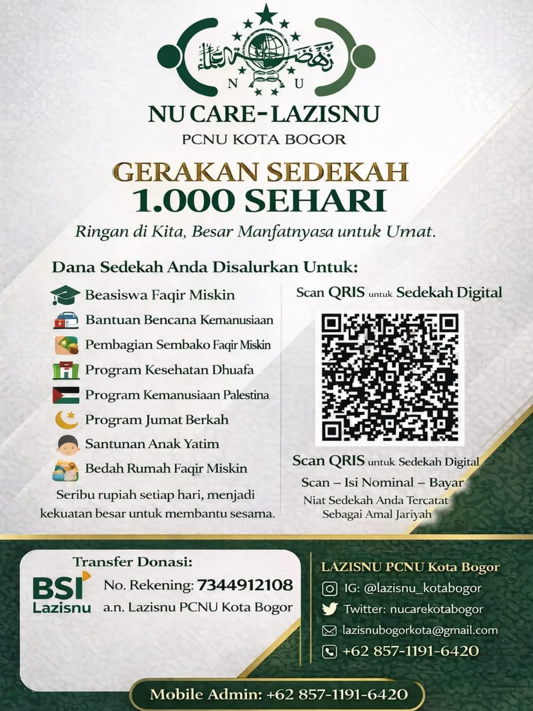 Gerakan LAZISNU Kota Bogor Siap wujudkan Manfaat dan Maslahat bagi Umat